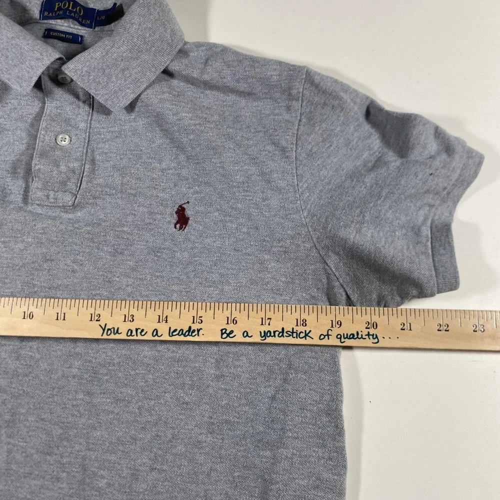 Polo Ralph Lauren Mens Custom Fit Polo Shirt Gray Short Sleeve Large B208